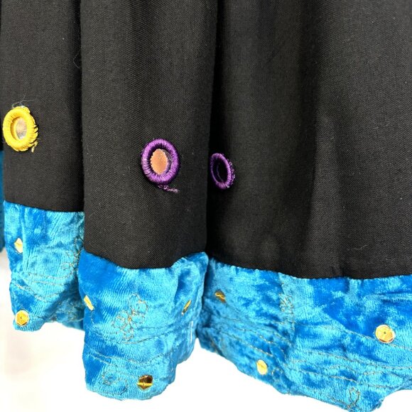 MYST Festival Mirrored Circle Tiered Gathered Black Dancing Skirt EUC - Picture 10 of 15